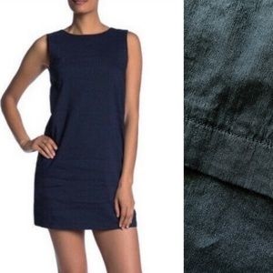 Theory • Didianne Navy Blue Linen Blend Classic Shift Dress w/Pockets